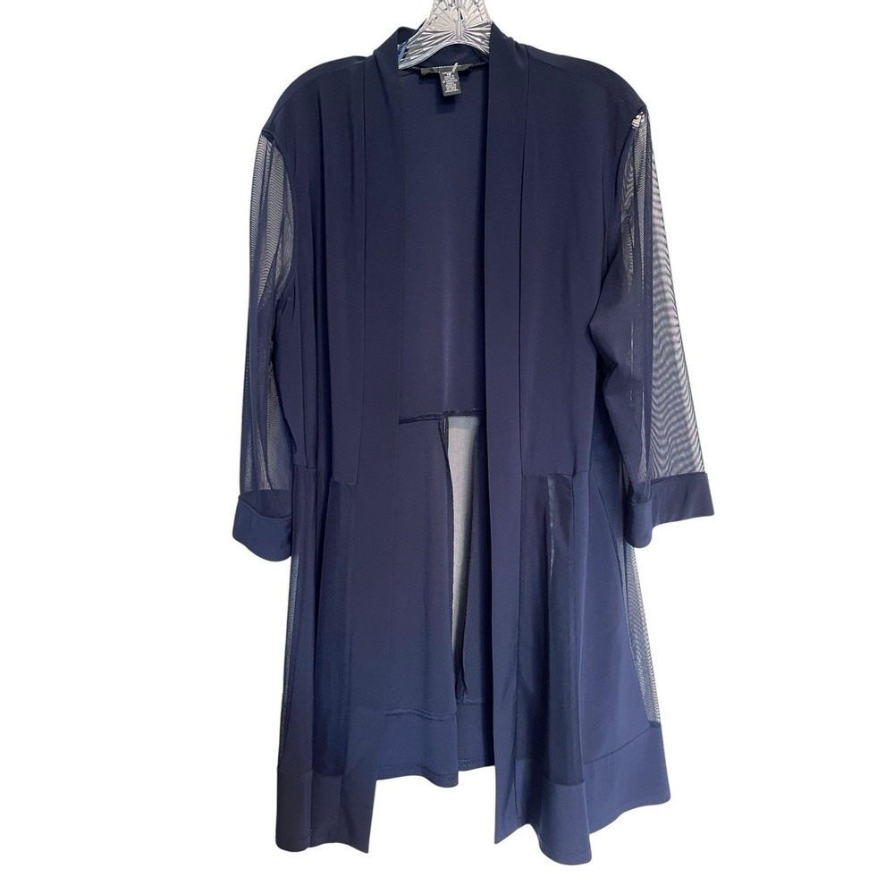 R&M Richards 18 Navy Sheer Jacket Open Evening Shrug Shawl Formal Mother Bride